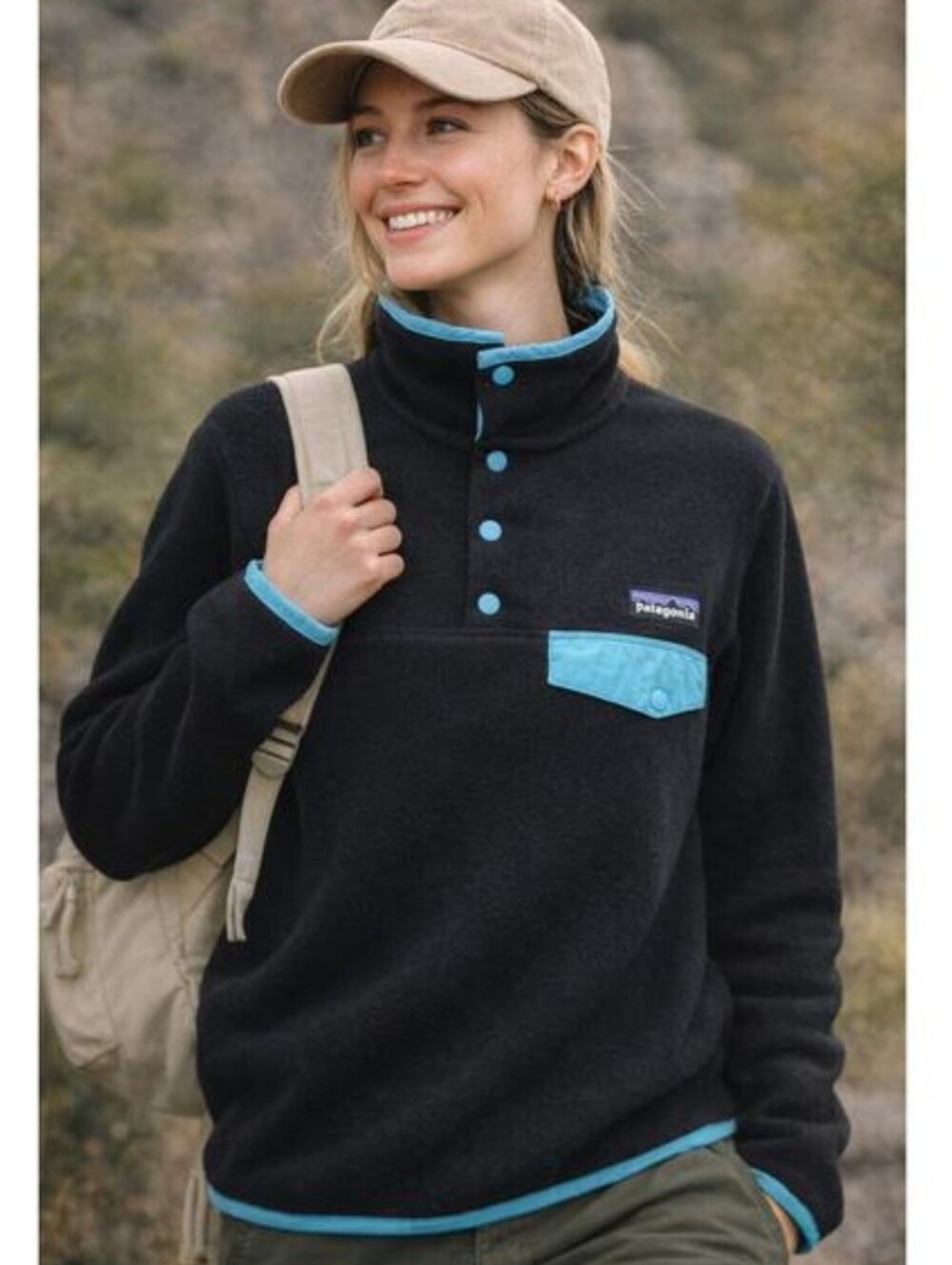 Patagonia Women's Lightweight Synchilla Snap-T Fleece Pullover Black Sz Large